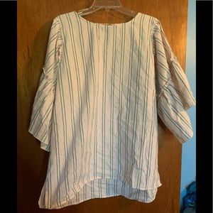 Pink Stripe Puffy  sleeve shirt